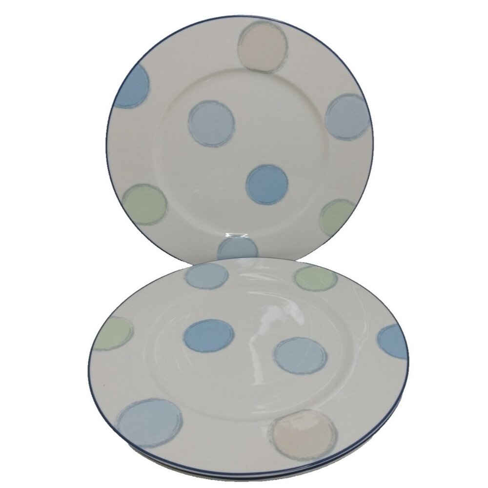 3 Noritake Ambience  Dinner Plates 10.9in Java Blue New Disco